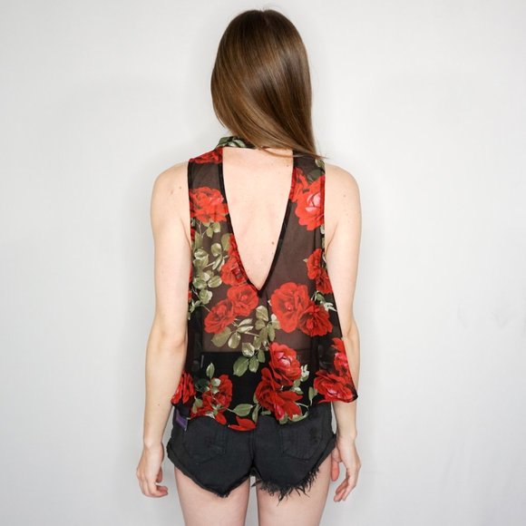 SHOW ME YOUR MUMU Roses Print Choker Top NWT - Picture 4 of 6